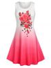 Plus Size Ombre Color Rose Print Sundress -  