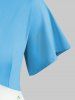T-Shirt Tunique à Décolleté Plongeant à Imprimé Papillons et Fleurs Grande-Taille - Bleu clair 4X