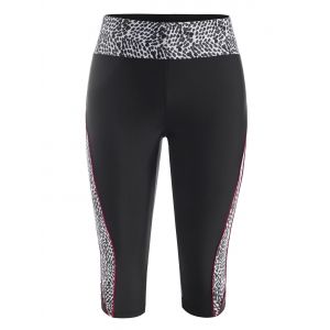 

Leopard Spots Panel Knee Length Swim Shorts, Black