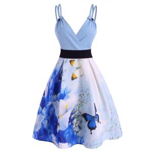 

Watercolor Butterfly Dual Strap Cami Dress, Light blue