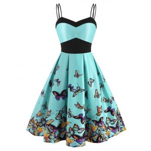 

Dual Strap Empire Waist Butterfly Print Dress, Multi