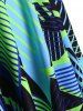 Plus Size Lattice Geo Print Neon Binding Push Up Modest Tankini Swimwear -  