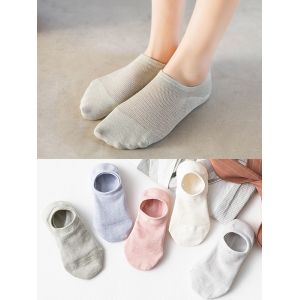 

5 Pairs Breathable No-Show Socks, Multi a