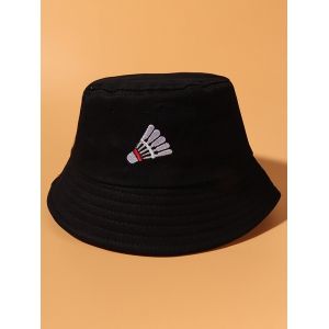 

Badminton Embroidery Cotton Bucket Hat, Black