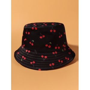 

Allover Cherry Print Bucket Hat, White