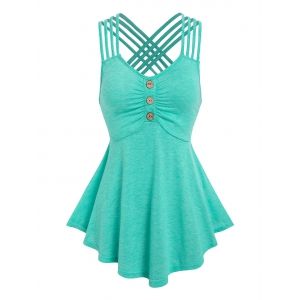 

Strappy Crisscross Ruched Tank Top, Light green