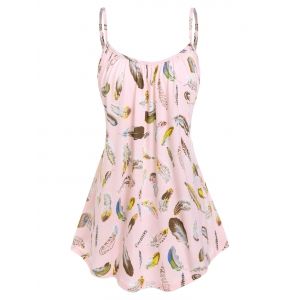 

Feather Printed Cami Tank Top, Light pink
