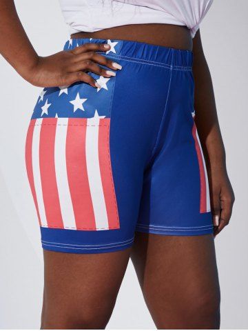 Plus Size American Flag Print Patriotic Shorts