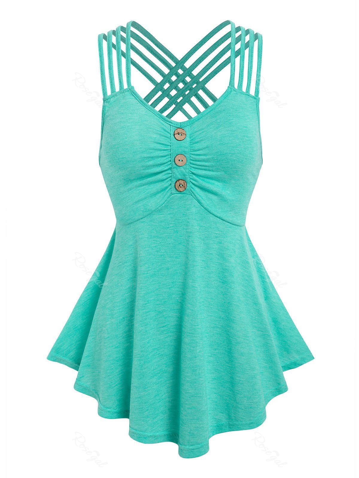 Fashion Strappy Crisscross Ruched Tank Top  