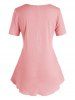 T-shirt Tunique Boutonné Drapé à Ourlet Rond de Grande Taille - Rose clair L