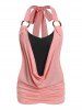 O Ring Cowl Front Faux Twinset Tank Top -  