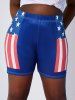 Plus Size American Flag Print Patriotic Shorts -  