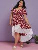 Plus Size Floral Print Maxi High Low Dress -  