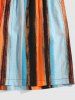 Colorful Stripe Print Drawstring Beach Shorts -  