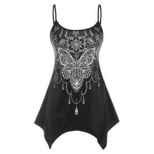 

Plus Size Handkerchief Butterfly Print Tank Top, Black