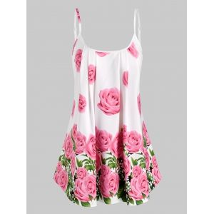 

Pleated Flowers Print Cami Top, Light pink