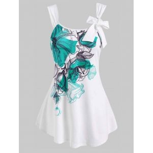 

Bowknot Flower Print Tank Top, Green