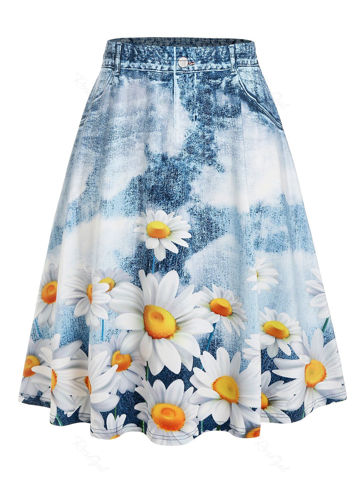 Shops Plus Size Sunflower Print A Line Skirt  