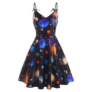 

Flower Bowknot Planet Skater Dress, Multi