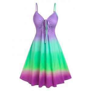 

Rainbow Color Gradient Slip Dress, Light purple