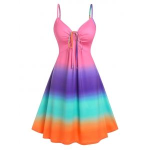 

Rainbow Color Gradient Slip Dress, Light pink