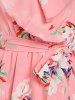 Plunge Ruffled Floral Print Midi Dress -  