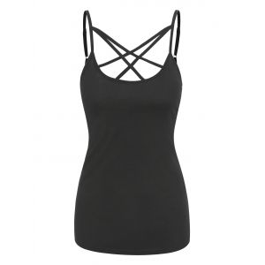 

Criss-cross Strappy Plain Cami Top, Black