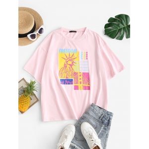 

Plus Size Freedom Graphic T-shirt, Light pink