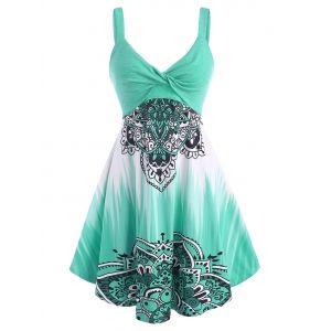 

Dip Dye Bohemian Flower Twisted Dress, Green