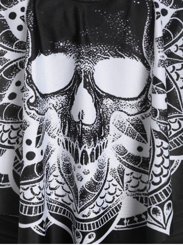 Skull Flower Print Criss-cross Padded Tankini Set