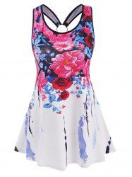 Floral Y-back Ring Tank Top -  