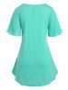 Plus Size & Curve Bowknot Flutter Sleeve Cutout Tunic Tee -  