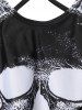 Skull Flower Print Criss-cross Padded Tankini Set -  