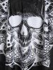 Skull Flower Print Criss-cross Padded Tankini Set -  