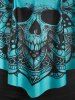 Skull Flower Print Criss-cross Padded Tankini Set -  