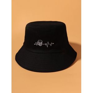 

Beer Electrocardiogram Embroidered Bucket Hat, Black