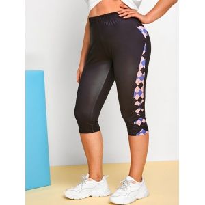 

Plus Size Argyle Print Capri Leggings, Black