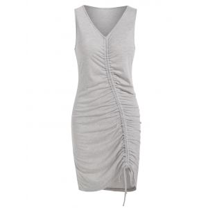 

Cinched Asymmetrical Tank Dress, Light gray