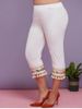 Plus Size Sparkling Sequin Tassels Capri Pants -  