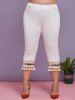 Pantalon Capri à Paillettes Brillantes Grande Taille - Blanc 5X