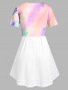 Plus Size & Curve Tie Dye Bowknot T-shirt and Skirted Cami Top Set -  