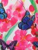Plus Size Butterfly Flower Print Crisscross Flowy Tank Top -  