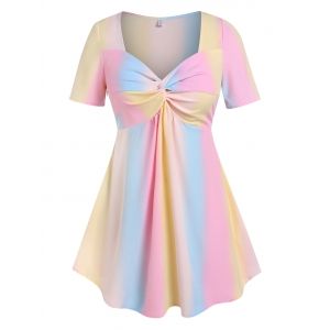 

Plus Size Ombre Color Front Twist Tee, Light pink