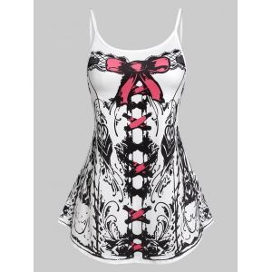 

Plus Size Abstract Print Swing Cami Top, White