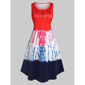 

Plus Size Ombre Tie Dye Sleeveless Midi Dress, Red