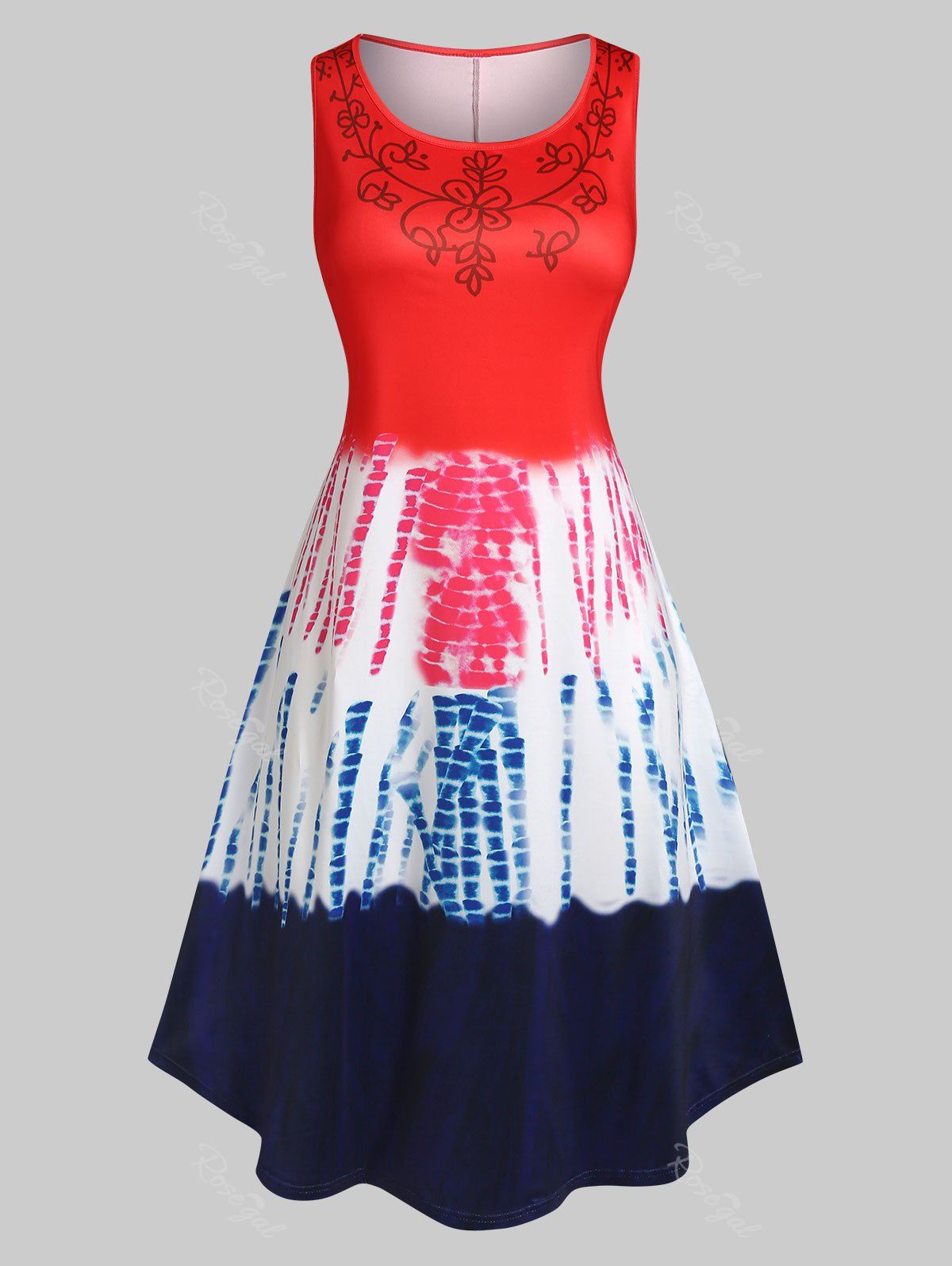 Discount Plus Size Ombre Tie Dye Sleeveless Midi Dress  