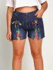 Raw Hem Lace Up Front Plus Size Denim Shorts -  