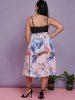 Plus Size Boho Ruched Floral Print Midi Dress -  