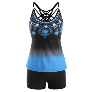 

Polka Dot Ombre Strappy Tankini Swimwear, Light blue
