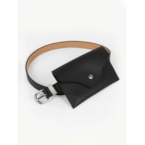 

Minimalistic Buckle Belt With Bag, Black